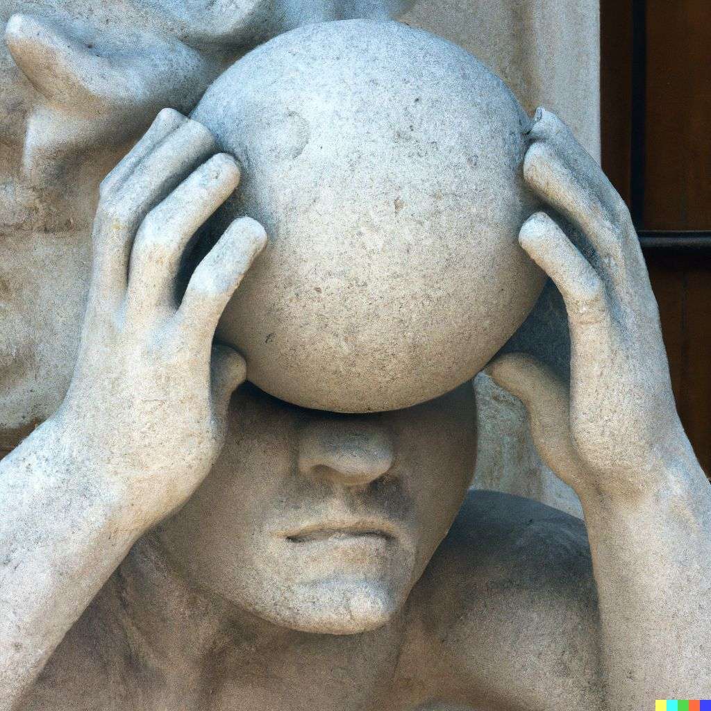 the discovery of gravity, marble sculpture